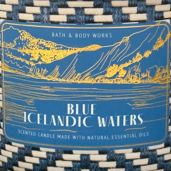 BBW Blue Icelandic Waters (Deep Blue Sea) Bath & Body Works 3 Wick Candle - Picture 3 of 10